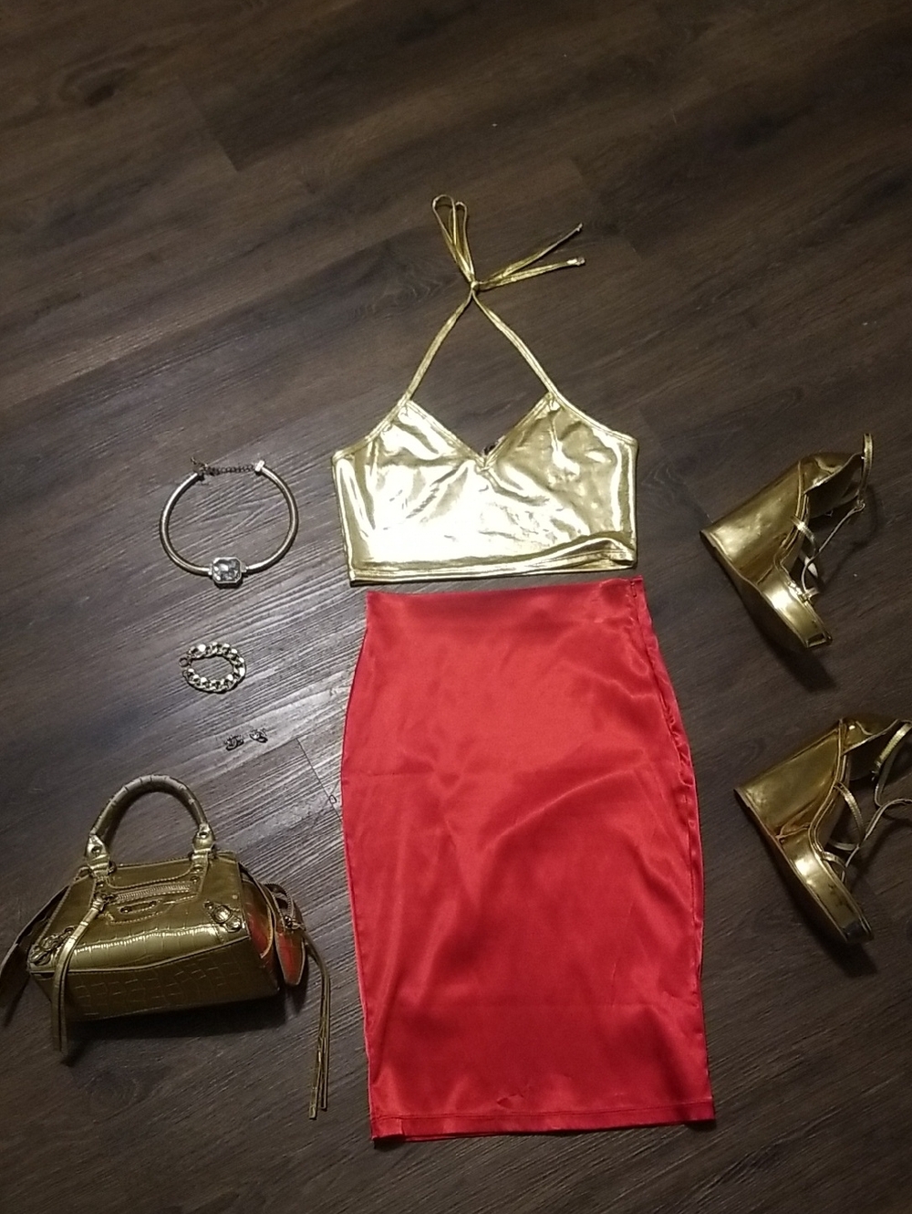 Gold Wedge Sandals for Women - Strappy Metallic Platform - Picture 11 of 12